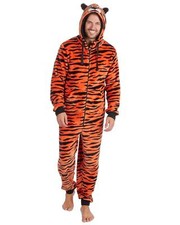 Adult Mens 1Onesie One Piece Pyjama Hooded Tiger Jumpsuit 31B1340
