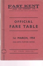 EAST KENT BUS FARETABLE BOOK MAR 1954