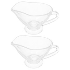  2 Pcs Clear Glass Gravy Boat