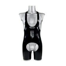 Men Latex Catsuit Vest Cool
