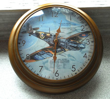 Spitfire Wall Clock 27cm Diameter RAF fully working