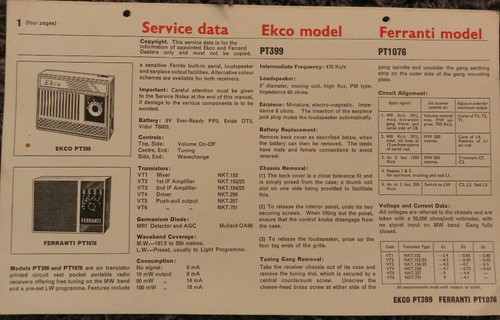 Ferranti model pt1076 - ferranti, ekco
