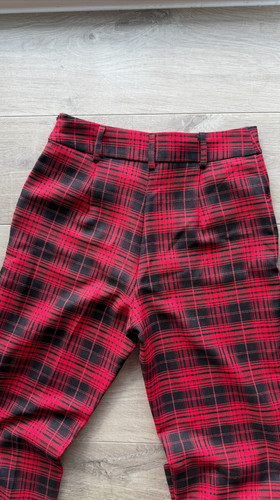 Red black tartan trousers - red,