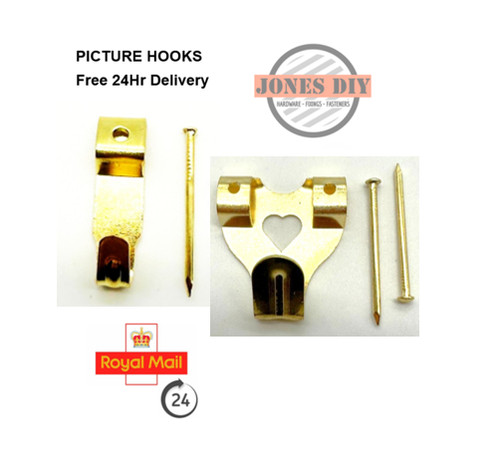 Brass picture hooks with - with, nails