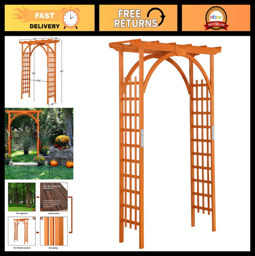 85in wooden garden arch arbor - garden,