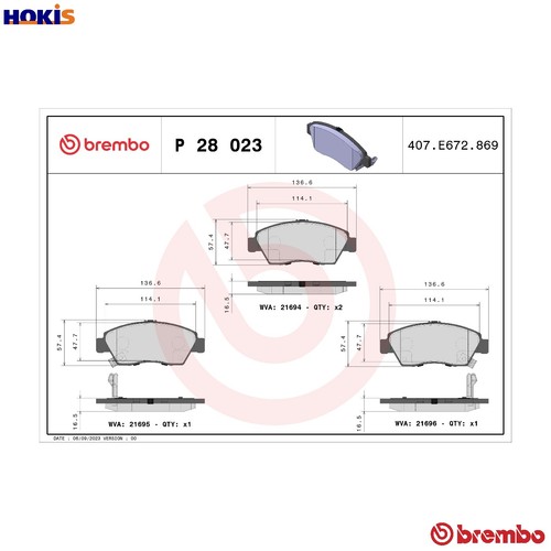 Brake pad set - brake, p