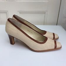 Genial Millie Cream Jute Hessian Slim Fit Court Slip On Shoes Heels 39/6