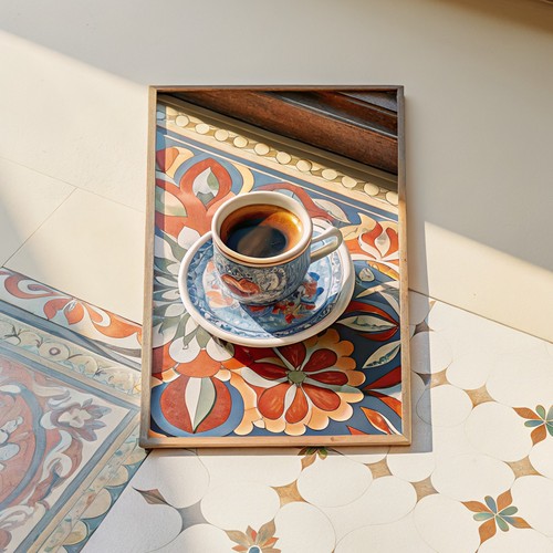 Cup coffee tiled table - cup, on
