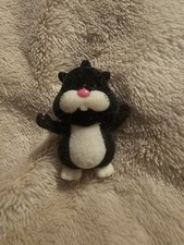 Zhu Zhu Pets Flocked Black And White Hamster Figure Toy Collectible Rare
