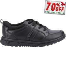 Hush Puppies Steven Leather Boys Senior School Shoes BTS Black