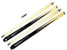 2 PIECE SPLIT 2 x 36" POOL CUES. IDEAL FOR KIDS & SMALL SPACES + 4 FREE TIPS