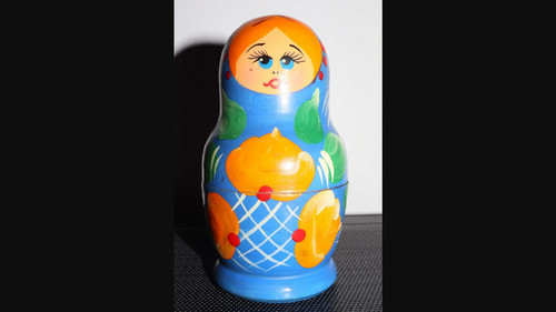 Blue russian matryoshka doll - matryoshka,