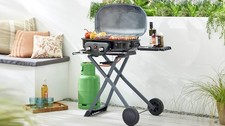 BBQ Barbecue Portable Gas Grill 2 Burner Foldable design with wheels 113x53x92cm