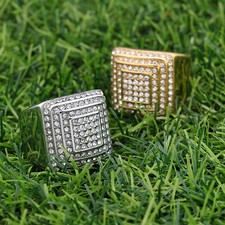 Mens Large Iced CZ Square