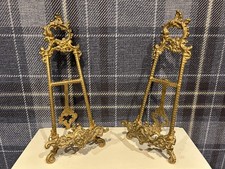 Pair of Vintage Brass Rococo 10" Easel Book/Picture Holder/Display Stands