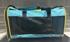 Fabric  large Cat / Pet carrier Blue black mesh with handles & shoulder strap