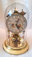 Haller German Brass & Glass Domed Anniversary Clock - Partial Working