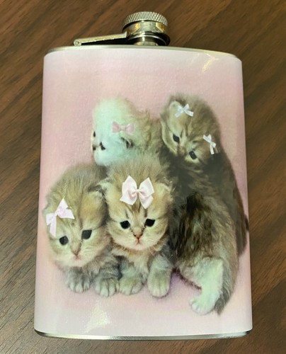 Kittens bows pink flask - in,
