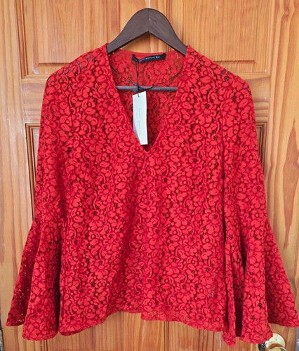 Zara red floral lace - red,