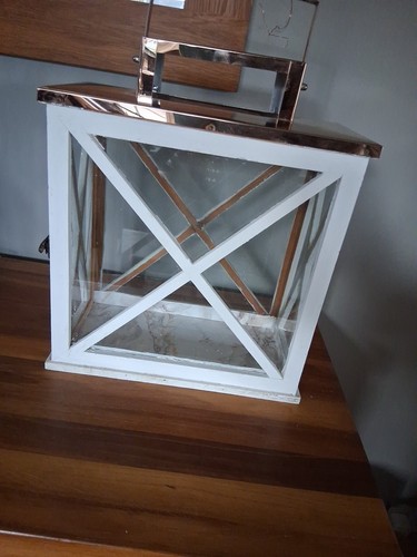Pair wooden white painted - pair,
