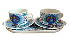 Vintage Villeroy and Boch Izmir Pattern Large Pair of Cups Saucers and Tray 1973