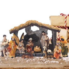 Vintage Nativity Set With 12 Figures Creche Manger Christmas Home Decor