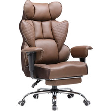 High Back PU Leather Office Chair with Footrest, Ergonomic Big & Tall Recliner