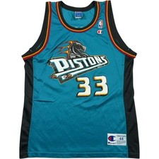 Champion Detroit Pistons NBA Jersey Men's Medium Grant Hill #33 Teal Vintage