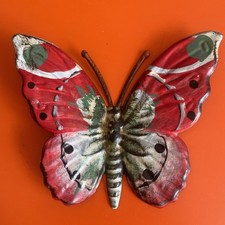 Vintage Retro 1970-80s Painted Metal Large Display Butterfly Wall Plaque Decor
