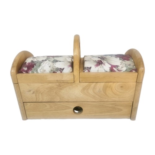 Wooden sewing box with - wooden, drawer