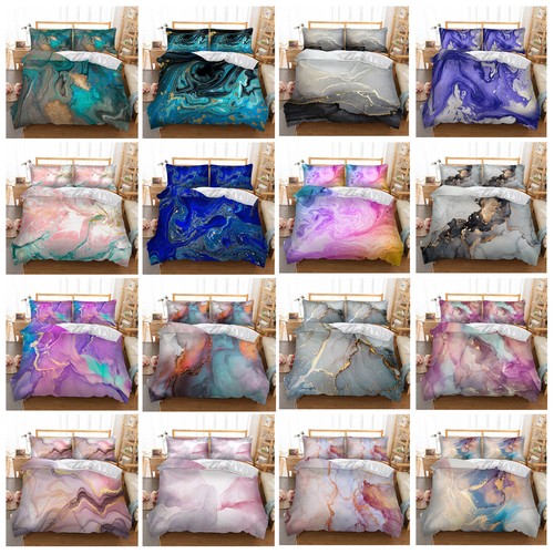 Colourful marble duvet quilt - colourful,