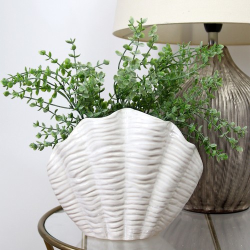White shell vase ceramic - shell,