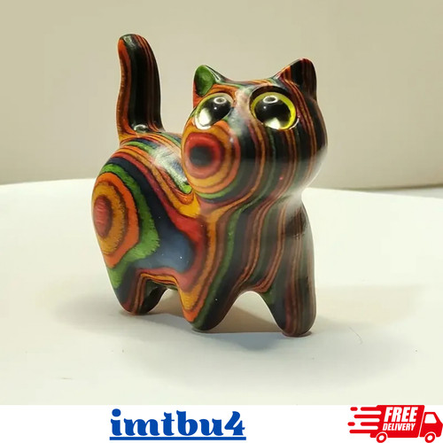 Wooden cat statue kitten - wooden,