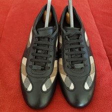 Burberry Beige/Black Nova Check Canvas And Leather Cap Toe Low Top Sneakers 38