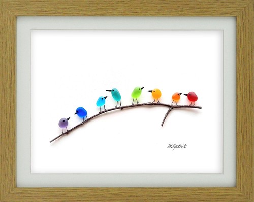 Rainbow birds branch - birds, branch-
