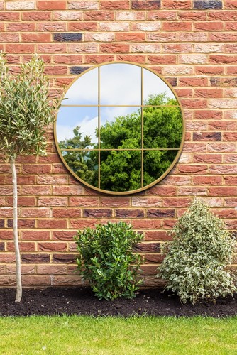Metal gold circular window - circular,