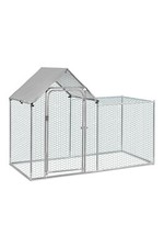 Walk In Chicken Run Outdoor Chicken Cage Coop Galvanized Metal Hen House w/Cover