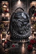Skull Backpack Rivet Ghost  Pu