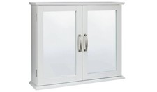 Tongue & Groove 2 Door Mirrored Cabinet - White