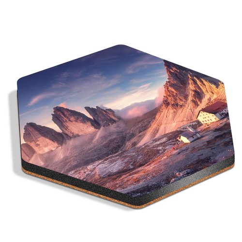 Hexagon mdf coaster dolomites - hexagon,
