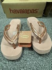 HAVAIANAS LADIES WEDGE THONG SLIDERS CROCUS ROSE UK1  #HA5