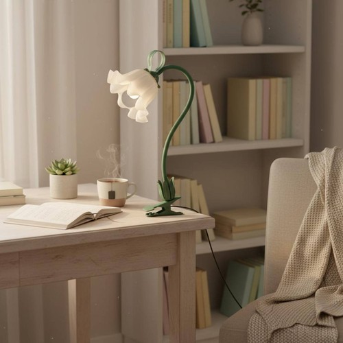 Green flower desk lamp - flower,