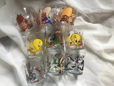 GLASS x 9 Nutella Warner Brothers Looney Tunes from Italy 1996 Bugs Daffy Tweety