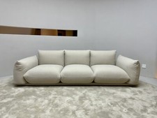 3 Seater White Boucle Fabric