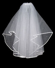 2 TIER IVORY BRIDAL WEDDING VEIL WITH DIAMANTES CRYSTALS & COMB HIGH QUALITY