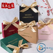 10/20PCS Merry Christmas Gift Boxes with Ribbon Bow Luxury Holiday Treat Box UK