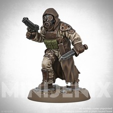 WASTELAND ZONE STALKER Sci-Fi DnD Soldier Unpainted Resin Tabletop Miniature C25