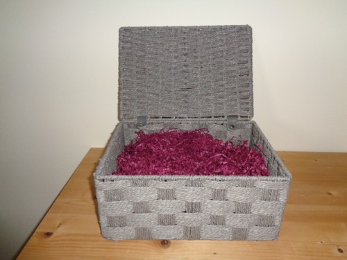 Grey woven rafia lidded - woven,