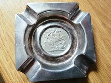 Unusual Stunning silver plate ashtray with 1951 -5 shilling coin centrepiece 