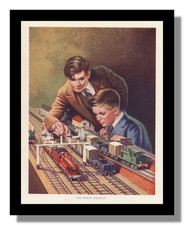 O gauge model railway layout framed picture 1930's free p&p UK